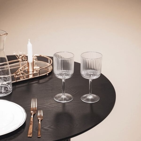 Wijnglas geribbeld glas-set van 2