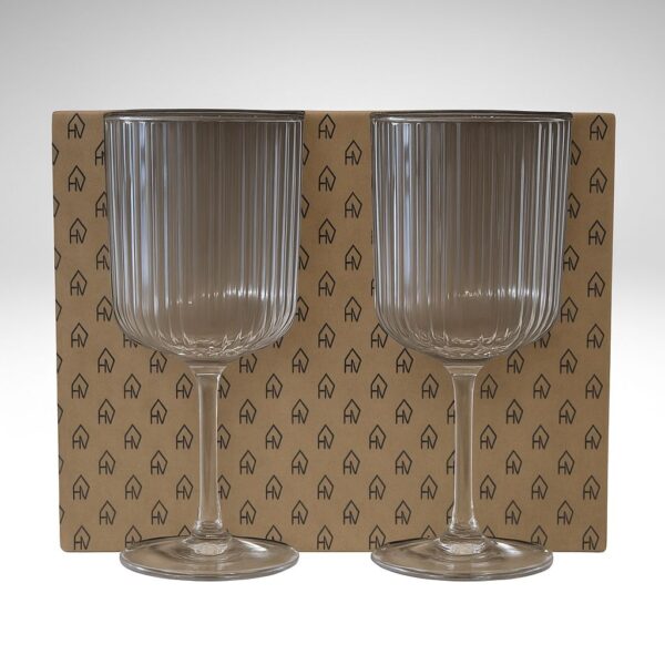 Wijnglas geribbeld glas-set van 2 - Afbeelding 3